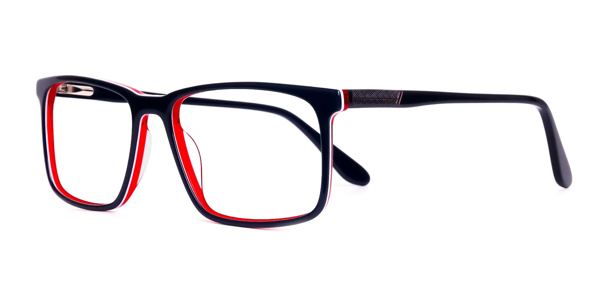 Acetate full rim rectangle frames in Navy Blue & Red – COLNE 7 by Tom Archer